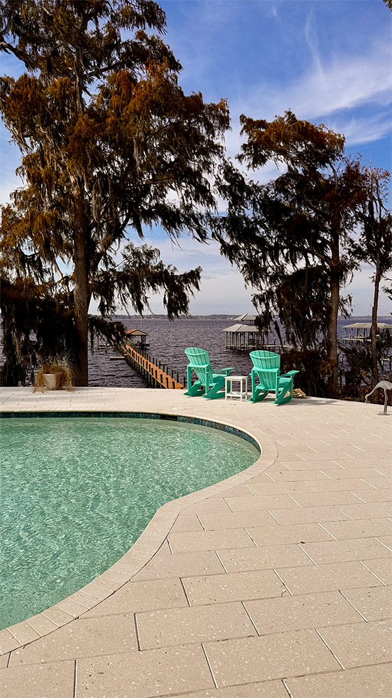 backyard patio with pool deck