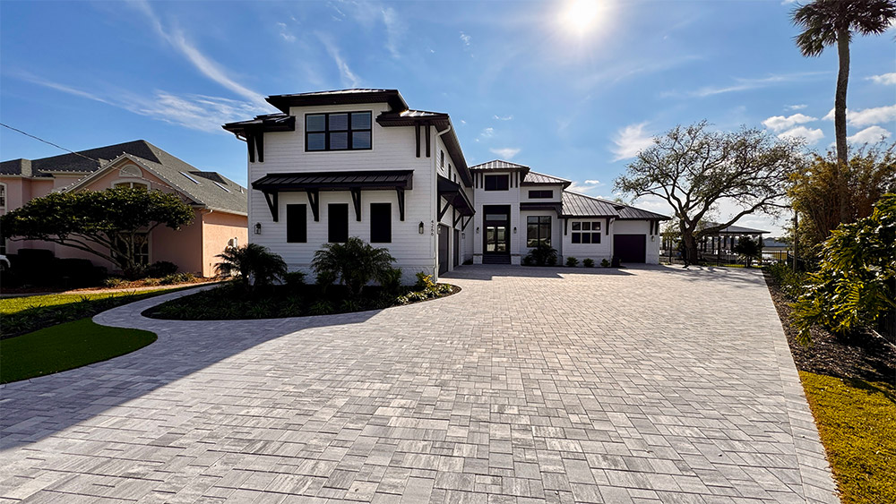 new driveway leading up to home